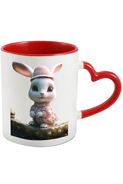 StoryGift Romania Cana Cu Animatie Draguta Cu Iepure Alb, Imbracat In Roz, Pa...