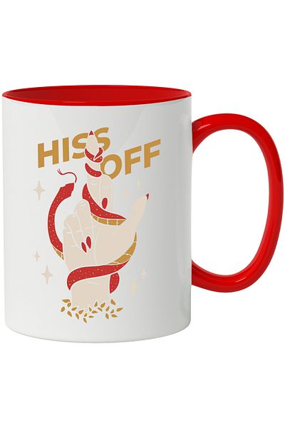 StoryGift Romania Mug With English Message Hiss Off, Snake, Hand, Stars, Multicolor 330 ml, Ceramics, With ,STG