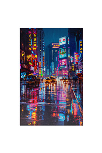 StoryGift Romania Tablou Canvas: Zgomotul Colorat Al Orașului Animat De Ploai...