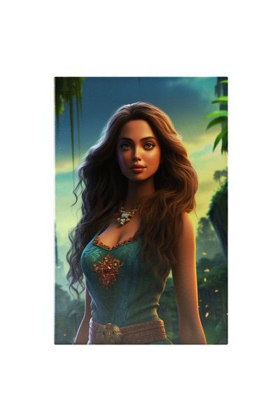 StoryGift Romania Tablou Canvas: Femeie Medievală Cu Cadru Din Jungă Și Culor...