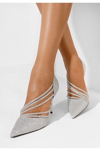 B T Shoes Pantofi Cu Toc Subtire Gassie Argintii