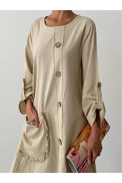 SUMEF Women's Bohemian Tunic and Pants Set-Beige