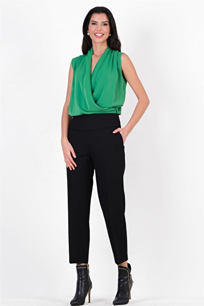 Spazio Cristano Geniş Korsajlı Yandan Fermuarlı Pantolon SİYAH