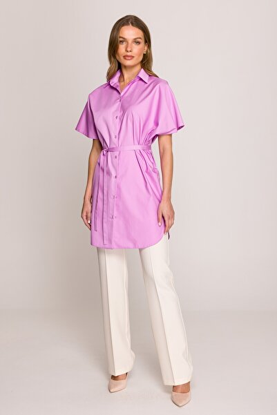 Stylove Cotton Shirt With Tied Belt