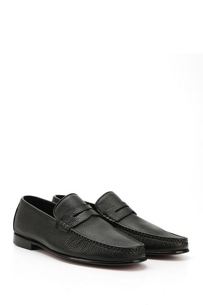 GÖNDERİ(R) Men's Black Leather Sole Genuine Leather Loafer Shoes
