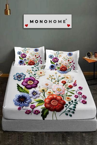 MonoHome 100% Cotton Fitted Sheet Special Design 5D Digital 60 Wire Plumber