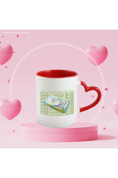 StoryGift Romania Mug __ - 100 Romanian Lei, 330ml, Ceramic with Red Heart Handle, With ,STG