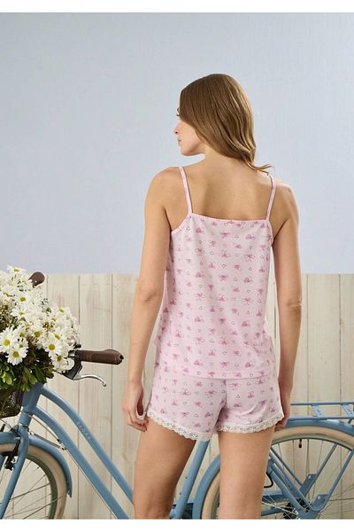FORMO Women's Powder Heart Rope Strap Shorts Pajama Set