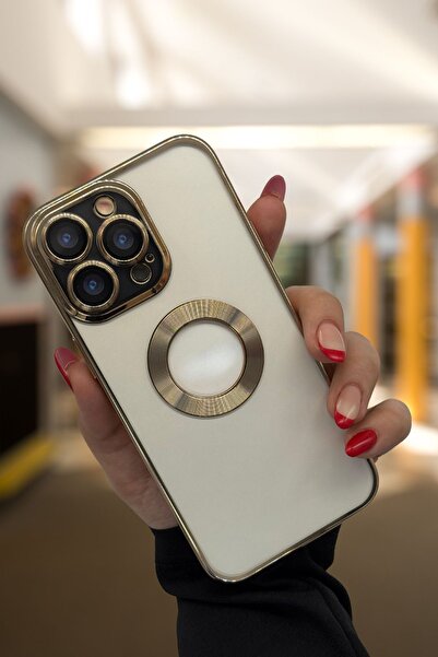 PSGT apple ( Iphone 13 pro ) Uyumlu Kılıf Logo Yeri Açık Metalik Kılıf Şeffaf...