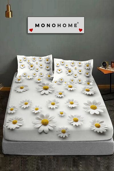 MonoHome 100% Cotton Fitted Sheet Special Design 5D Digital 60 Telpapatya