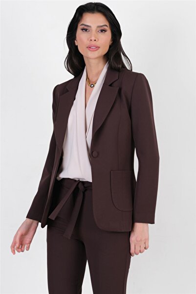 Spazio Corinta Mono Yaka Büyük Cepli Ceket KAHVE