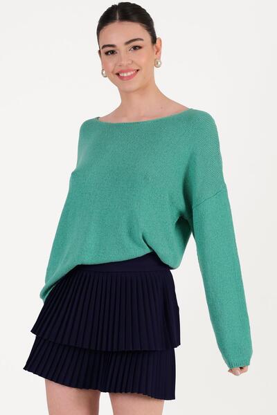 Spazio Marietta Önden Yırtmaçlı Kalem Etek LACİVERT