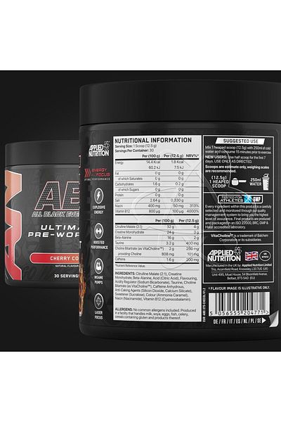 applied nutrition مسحوق آبي قبل التمرين، نكهة الكرز والكولا، 375 جم