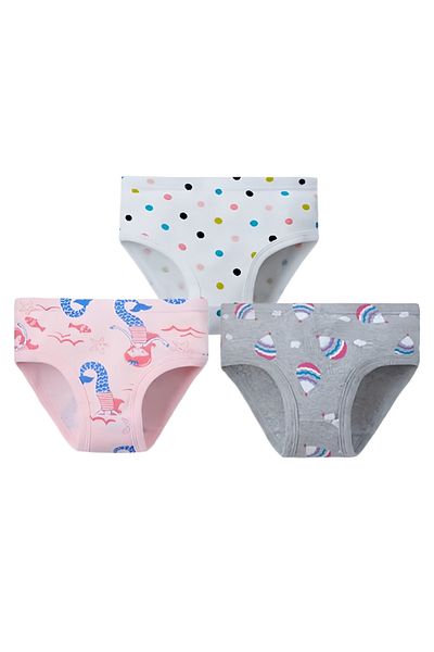 Yelajoy 3-pack girls' cotton printed panties, soft and comfortable, breathable and absorbent, easy to wash