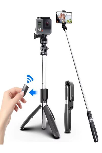 DEANB Telefon ve Kamera Uyumlu Bluetooth Tripodlu Selfie Çubuğu | 19-100cm Al...