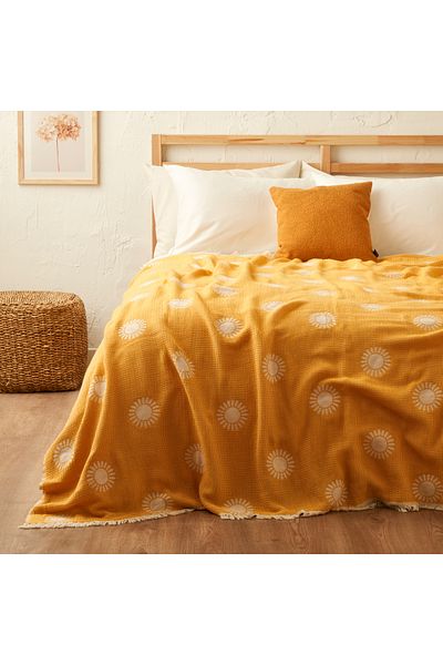 Bella Maison Sunny Cotton Double Bedspread Yellow (200X220 cm)