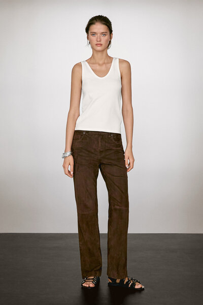 Massimo Dutti Pamuk karışımlı askılı bluz