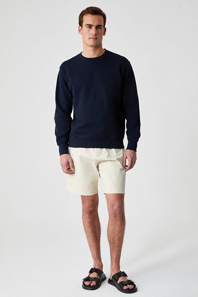 GRIMELANGE Bonell Men's 100% Cotton Relaxed Crew Neck Long Sleeve Navy Blue Sweatshirt