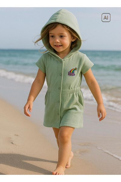 kitikate Organic Girl Towel Beach Dress Green Pareo