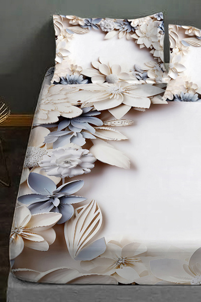 MonoHome 100% Cotton Fitted Sheet Special Design 5D Digital 60 Wire Orchid