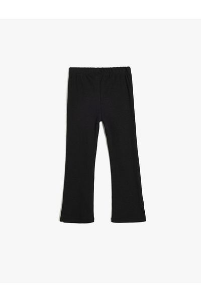 Koton Basic Flared Leggings with Single Pocket Ribbed Slit Detail