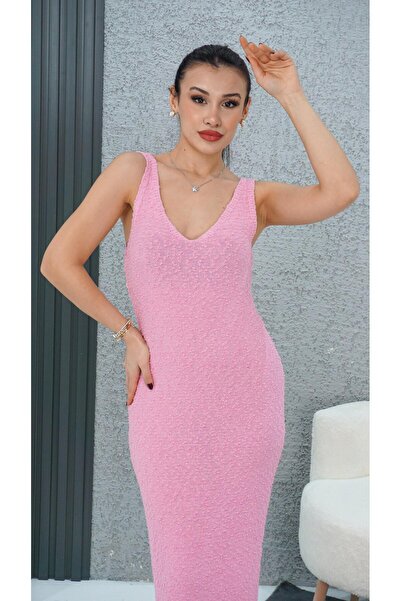 Neva Wear اللف على شكل حرف V / فستان / مسحوق / وردي