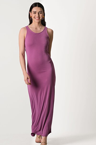 Spazio Delisa Yuvarlak Yaka Kolsuz Elbise MENEKSE