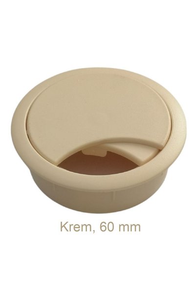 Adilon Masa Üstü Kablo Kanalı Deliği Kapağı Krem Masa Kapağı 6 cm
