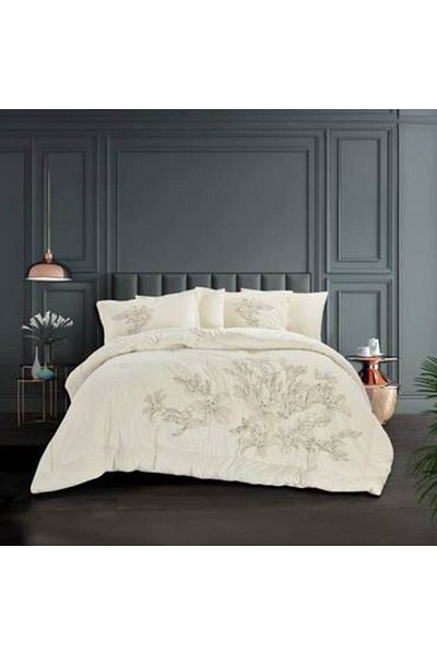 Canon Canon Hazy velvet embroidered bedspread, 6 pieces, double bed, with fixed filling
