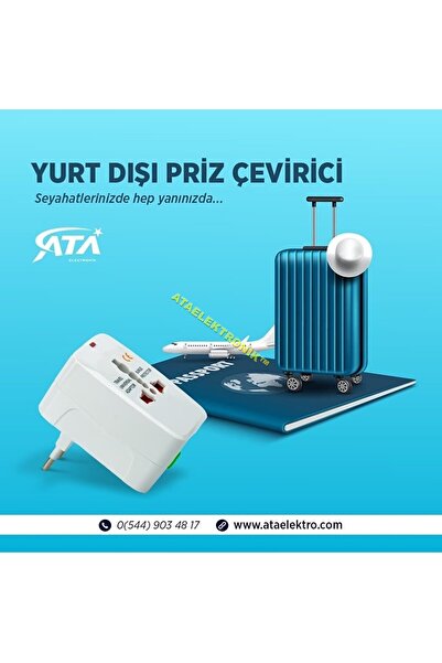 ATAELEKTRONİK Seyahat Avrupa Amerika Asya Priz Piriz Çevirici Dönüştürücü Dön...