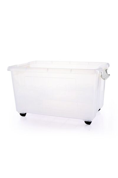 EL HELAL Helal Mega Box Plastic Storage Box Clear With Wheels And Latch-Locking Lid 52 Liters