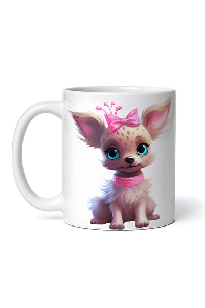 OEM Εξατομικευμένη λευκή κούπα, χριστουγεννιάτικο ροζ μπλε Σκυλάκι με ροζ φιό...