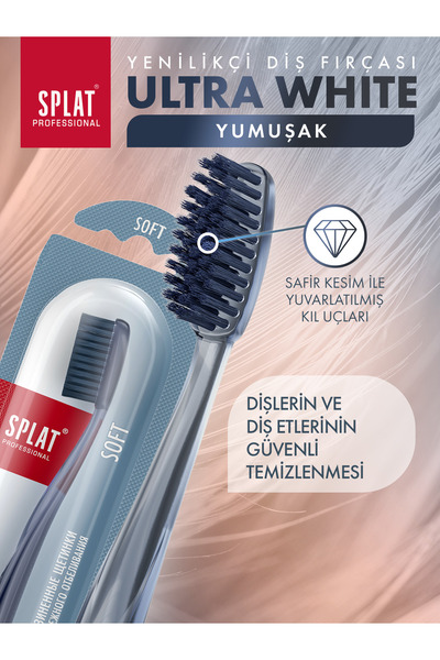 Splat Ultra White Soft Profesyonel Kauçuk Kaplı Yumuşak Kıllar Beyazlatıcı Diş Fırçası 2500 Kıl