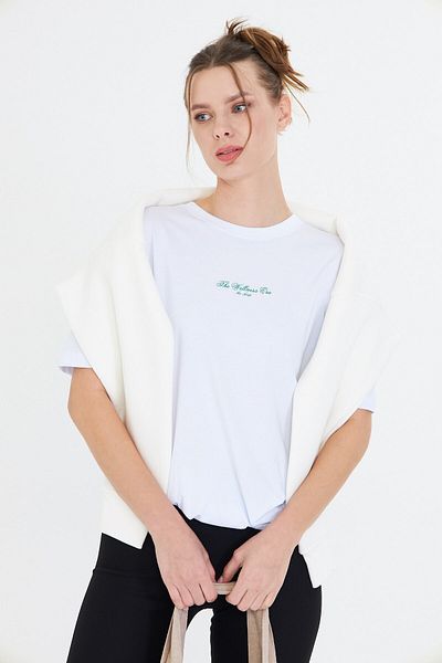 The Champ Clothing Set de genți din pânză cu text verde pentru femei The Wellness Era, alb, 100% bumbac