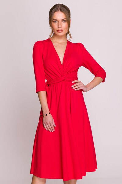 Stylove Dress With Deep V Neckline