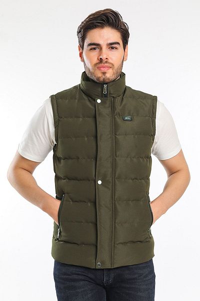 Slazenger Vestă de zi cu zi cu design elegant, cu buzunar cu fermoar, kaki