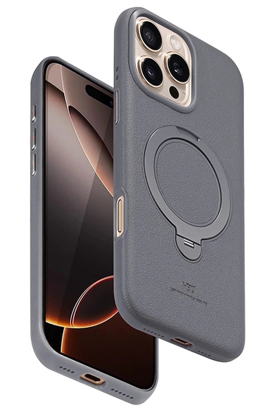 m.tk moveteck iPhone 16 Pro Max Kılıf Magsafe Deri Kapak Halkalı Standlı Vapo...