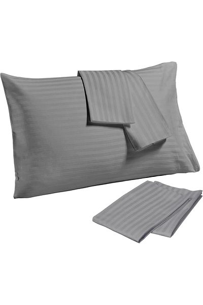 Hotel Linen Klub غطاء وسادة ساتان قطني 100% مكون من 4 قطع (50×75 سم) - ملمس ناعم كالحرير، أغطية سرير بجودة فنادق