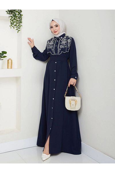 EFSUN MODA ΚΕΝΤΗΤΑ ABAYA TESUTUR ΡΟΥΧΑ ΓΥΝΑΙΚΕΙΑ ΦΟΡΕΜΑ FERACE 814 ΣΚΟΥΡΟ ΜΠΛΕ