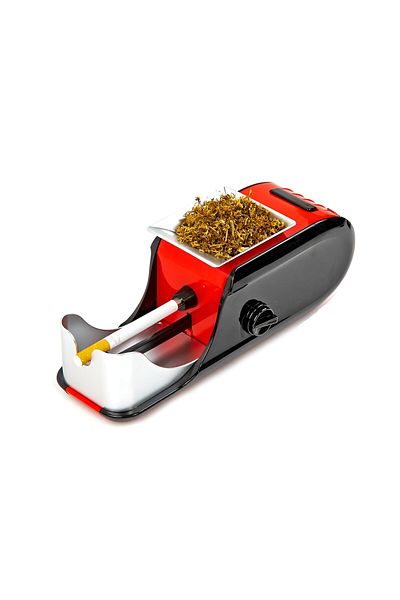 MACVI Macvi® Electric Cigarette Maker, 3 Grinding Levels, Tobacco Injector, Red/Black