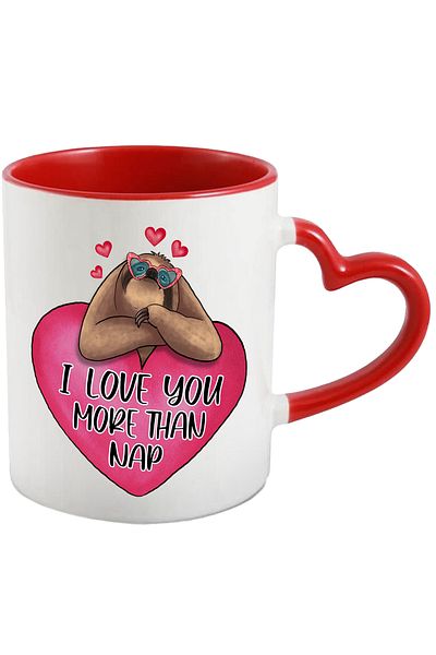 StoryGift Romania Sloth mug with the message "I love you more than nap", sleep, love, With, STG