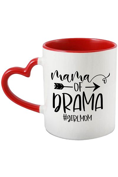 StoryGift Romania Mug with arrow and the message "mama of drama #girlmom" - mother of drama, mother's girl with, With, STG.