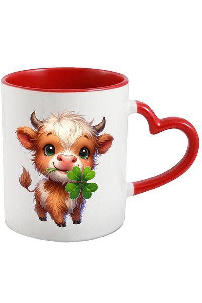 StoryGift Romania Mug with a cheerful bison calf | illustration | care | four-leaf clover | noro, Cu,STG.
