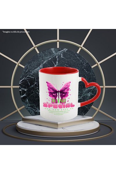 StoryGift Romania Mug You Are Special Just As You Are - Butterfly, 330ml, Ceramic with Heart Handle R, With,STG.