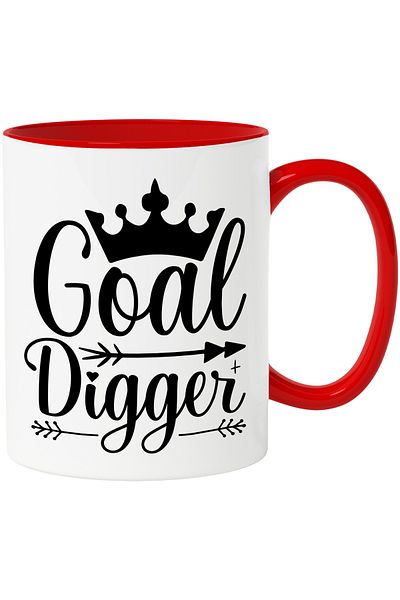 StoryGift Romania Mug with a crown for women who "dig" to achieve their goals with M, Cu, STG.