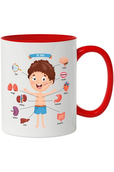 StoryGift Romania Mug With Message In English My Body, My Body, Diagram, Anatomy, Organs, Multic, With, STG
