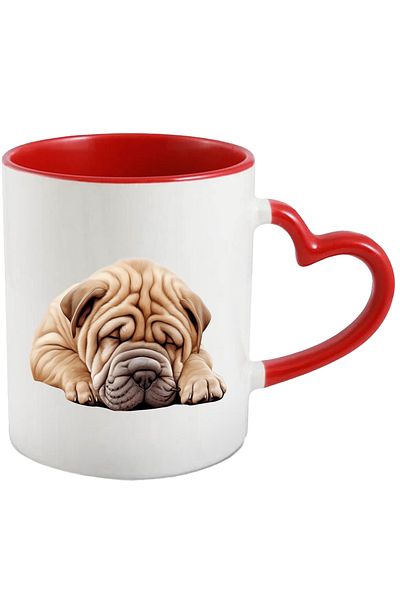 StoryGift Romania Mug with a sleeping Shar Pei dog | illustration | deep sleep | tired | lazy, With ,STG