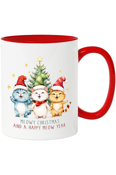 StoryGift Romania Kitten mug with the message "Meowy Christmas and a Happy Meow Year", Merry Christmas, With ,STG
