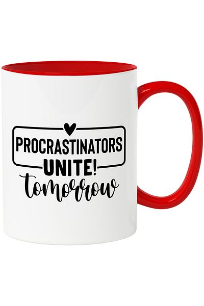 StoryGift Romania Mug for people who keep putting off doing certain things with Red Handle, With Handle, STG