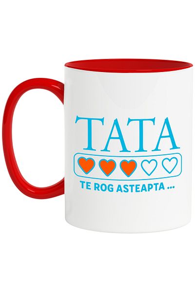 StoryGift Romania Mug with Hearts Full of Color Text Dad Please Wait, Family, Love,, Ceramic, With,STG
